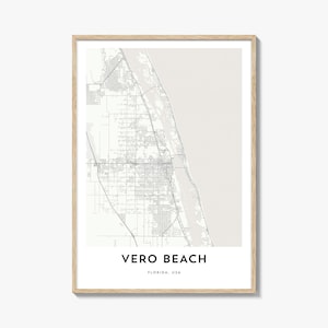 Kaart van Vero Beach-print, Vero Beach-kaartcadeau, Vero Beach-poster, kunstwerk stadsplattegrond voor thuis en op kantoor, Florida