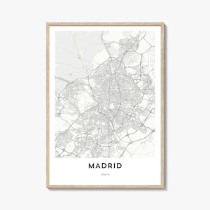 Madrid Map Poster Print, Spain Wall Art, Spanish Decor, Iberian City Street Artwork