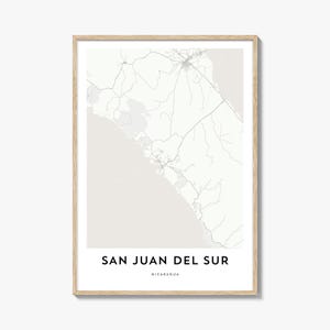 Impression de carte de San Juan del Sur, cadeau de carte de San Juan del Sur, affiche de San Juan del Sur, oeuvre d'art de carte de la ville pour la maison et le bureau, Nicaragua