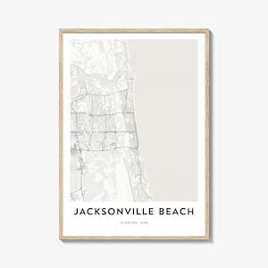 Map of Jacksonville Beach Print, Jacksonville Beach Map Gift, Jacksonville Beach Poster, City Map Artwork for Home & Office, Florida