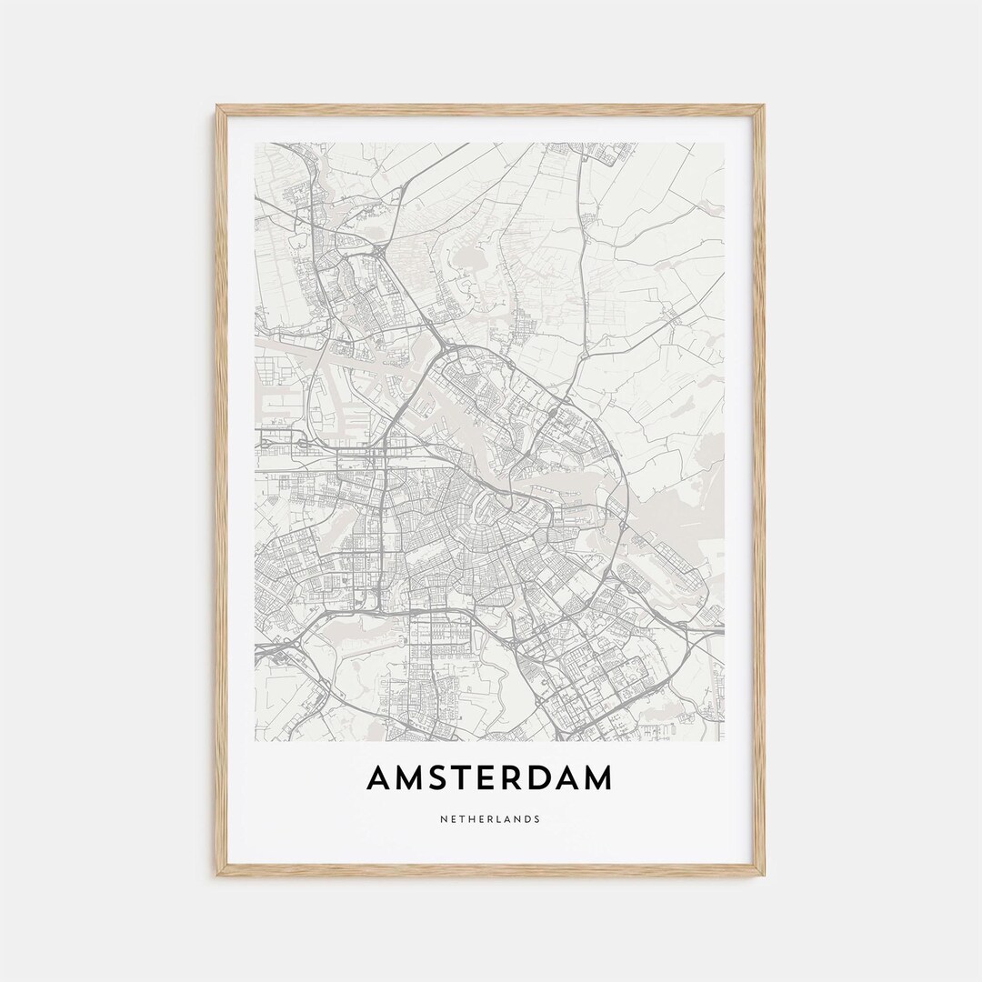 Map of Amsterdam Print, Amsterdam Map Gift, Amsterdam Poster, City Map ...