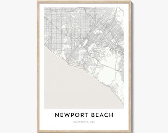 Map of Newport Beach Print, Newport Beach Map Gift, Newport Beach Poster, City Map Artwork for Home & Office, California