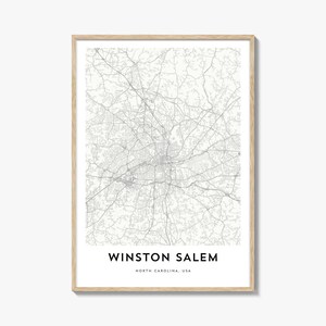 Map of Winston Salem Print, Winston Salem Map Gift, Winston Salem Poster, City Map Artwork for Home & Office, North Carolina