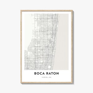Kaart van Boca Raton-print, Boca Raton-kaartcadeau, Boca Raton-poster, kunstwerk stadsplattegrond voor thuis en op kantoor, Florida