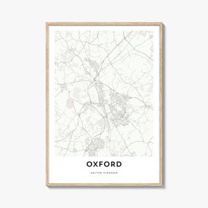 Mapa de Oxford, Reino Unido, Impressão, Mapa de Oxford, Presente, Cartaz de Oxford, Arte de Mapa da Cidade para Casa e Escritório,