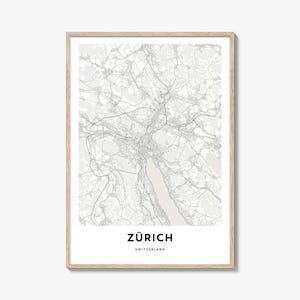 Zurich Map Poster Print, Switzerland Wall Art, Swiss Decor, Limmat City Street Artwork