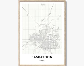 Impresión de póster con mapa de Saskatoon, arte mural de Saskatchewan, decoración de Canadá, obra de arte callejero de Prairie City