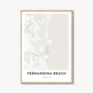 Kaart van Fernandina Beach-poster, Fernandina Beach-kaartcadeau, Fernandina Beach-poster, stadsplattegrondkunstwerk voor thuis en op kantoor, Florida