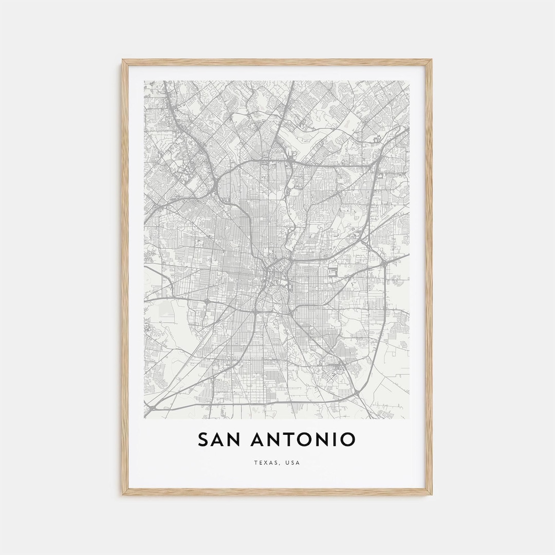Map of San Antonio Print, San Antonio Map Gift, San Antonio Poster, City Map Artwork for Home ...