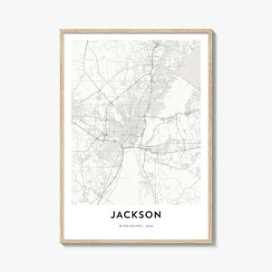 Map of Jackson Print, Jackson Map Gift, Jackson Poster, City Map Artwork for Home & Office, Mississippi