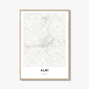 Karte von Albi Print, Albi Karte Geschenk, Albi Poster, Stadt Karte Kunstwerk für Zuhause & für das Büro, Frankreich