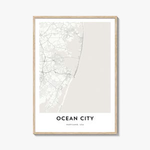 Map of Ocean City Print, Ocean City Map Gift, Ocean City Poster, City Map Artwork for Home & Office, Maryland