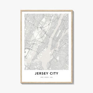 Mapa de Jersey City impresso, presente de mapa de Jersey City, pôster de Jersey City, arte de mapa da cidade para casa e escritório, Nova Jersey