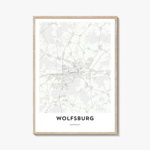Map of Wolfsburg Print, Wolfsburg Map Gift, Wolfsburg Poster, City Map Artwork for Home & Office, Germany