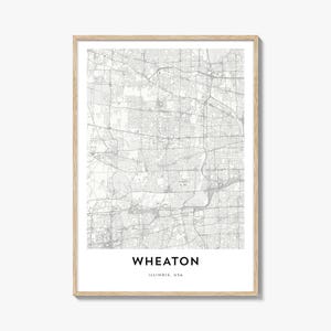 Karte von W Heaton Print, W Heaton Karte Geschenk, W Heaton Poster, Stadt Karte Kunstwerk für Zuhause & für das Büro, USgesetzt