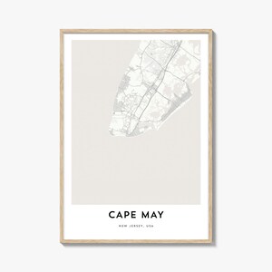 Stampa della mappa di Cape May: illustrazione della mappa della città del New Jersey