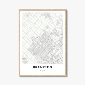 Map of Brampton Print, Brampton Map Gift, Brampton Poster, City Map Artwork for Home & Office, Canada