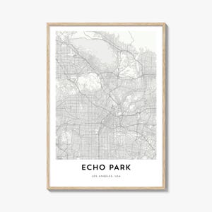 Stampa mappa di Echo Park, regalo mappa di Echo Park, poster di Echo Park, opera d'arte mappa della città per casa e ufficio, Los Angeles