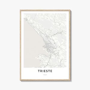 Mapa Triestu Wydruk, Prezent z Mapą Triestu, Plakat z Triestu, Grafika z Mapą Miasta do Domu i Biura, Włochy
