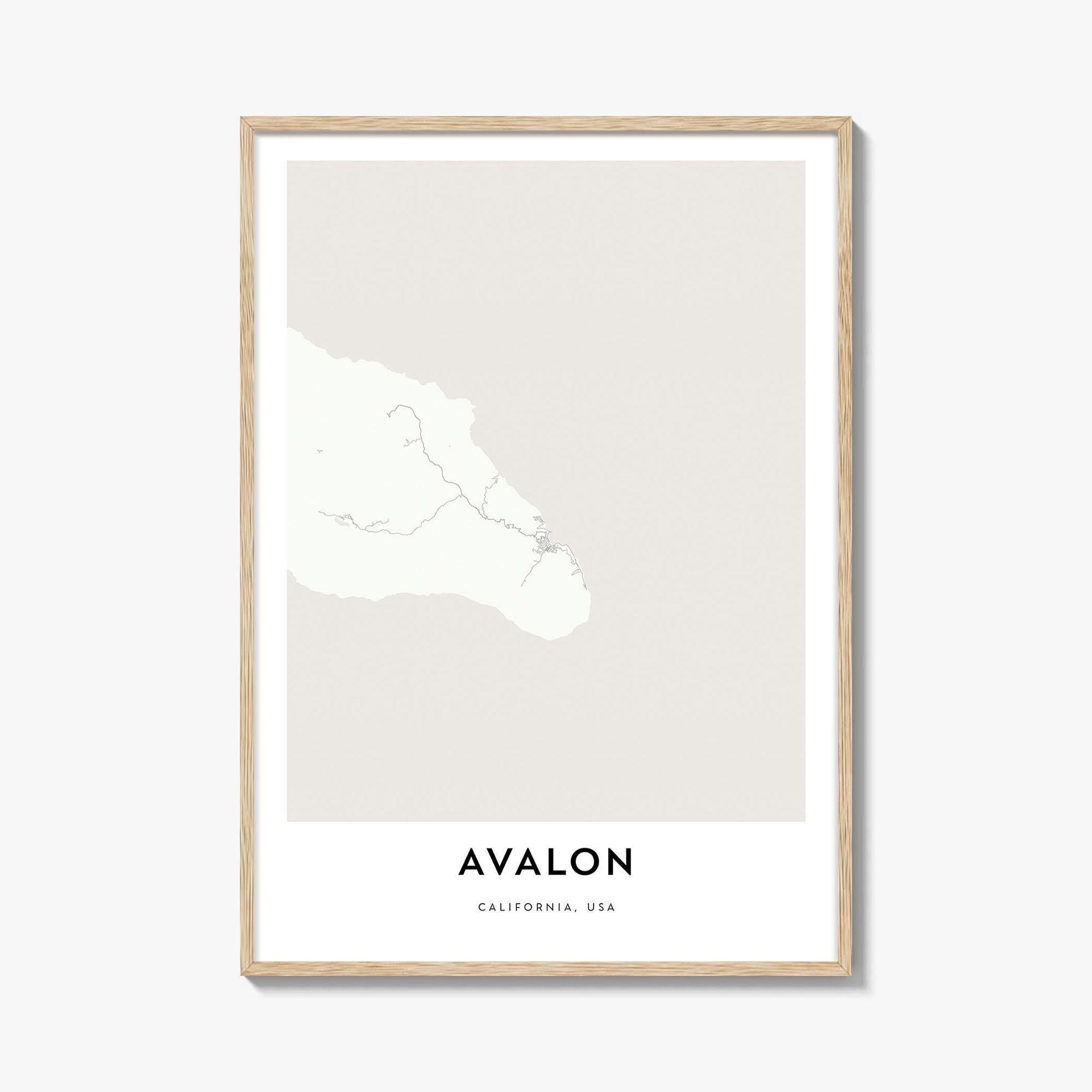 Map of Avalon Print, Avalon Map Gift, Avalon Poster, City Map Artwork for Home & Office, California