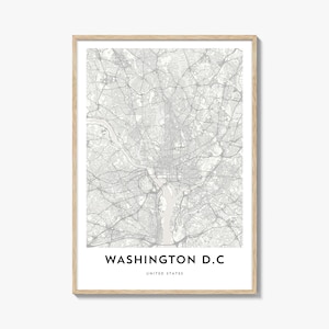 Impression de carte de Washington D.C, cadeau de carte de Washington D.C, affiche de Washington D.C, oeuvre d'art de carte de ville pour la maison et le bureau, États-Unis