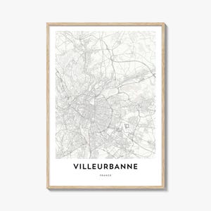 Mapa de Villeurbanne Impresión, Regalo de mapa de Villeurbanne, Cartel de Villeurbanne, Arte del mapa de la ciudad para el hogar y la oficina, Francia