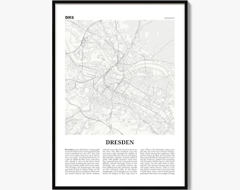 Dresden-Stadtplan als Kunstdruck, Zeitungsposter, Stadtreise-Wanddeko