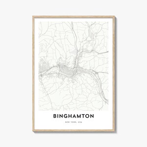 Map of Binghamton Print, Binghamton Map Gift, Binghamton Poster, City Map Artwork for Home & Office, New York