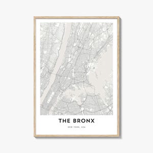 The Bronx Map Poster Print, NYC Wall Art, New York Decor, USA City Street