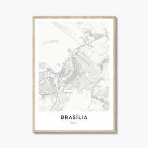 Map of Brasilia Print, Brasilia Map Gift, Brasilia Poster, City Map Artwork for Home & Office, Brazil