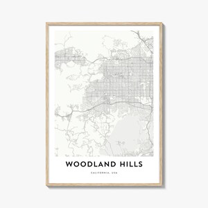 Mapa de Woodland Hills Impressão, Mapa de Woodland Hills Presente, Pôster de Woodland Hills, Arte de Mapa de Cidade para Casa e Escritório, Califórnia