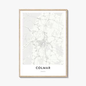 Impresión de mapa de Colmar, regalo de mapa de Colmar, póster de Colmar, obra de arte de mapa de la ciudad para el hogar y la oficina, Francia