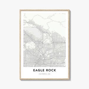 Impression de carte Eagle Rock, cadeau carte Eagle Rock, affiche Eagle Rock, oeuvre d'art de plan de la ville pour la maison et le bureau, Californie