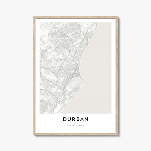Map of Durban Print, Durban Map Gift, Durban Poster, City Map Artwork for Home & Office, South Africa