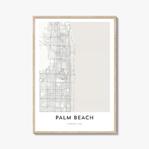 Map of Palm Beach Florida Print, Palm Beach Map Gift, Palm Beach Poster, City Map Artwork for Home & Office,