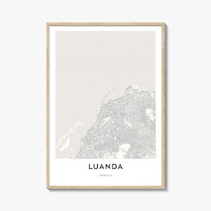 Impresión del mapa de Luanda, regalo del mapa de Luanda, póster de Luanda, obra de arte del mapa de la ciudad para el hogar y la oficina, Angola