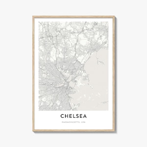 Map of Chelsea Massachusetts Print, Chelsea Map Gift, Chelsea Poster, City Map Artwork for Home & Office,