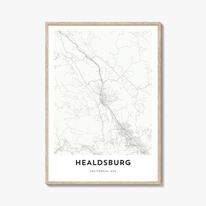 Mapa de Healdsburg Impressão, Mapa de Healdsburg Presente, Pôster de Healdsburg, Arte de Mapa da Cidade para Casa e Escritório, Califórnia
