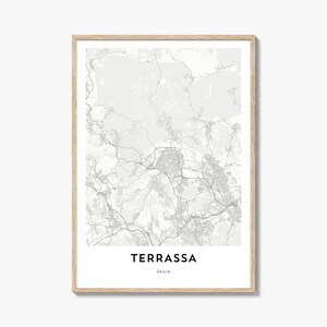 Terrassa Karte Print, Terrassa Karte Geschenk, Terrassa Poster, Stadt Karte Kunstwerk für Zuhause & für das Büro, Spanien