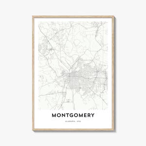 Montgomery Alabama Karte Print: Stadtansicht Wohndeko