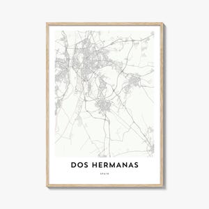 Impresión de mapa de Dos Hermanas, regalo de mapa de Dos Hermanas, póster de Dos Hermanas, obra de arte de mapa de la ciudad para el hogar y la oficina, España