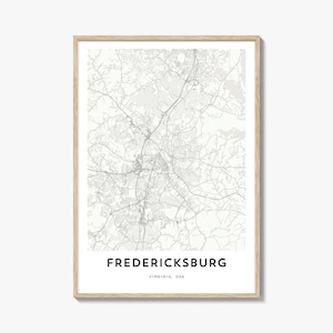 Map of Fredericksburg Print, Fredericksburg Map Gift, Fredericksburg Poster, City Map Artwork for Home & Office, Virginia