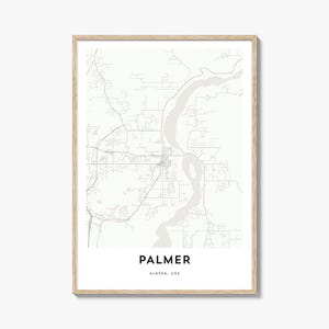 Palmer Alaska Map Print: Stadtbild Haus & Büro Kunst