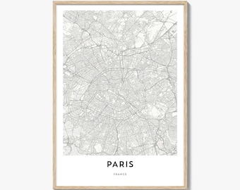 Paris Map Poster Print, City of Light Wall Art, Île-de-France Decor, French City Street