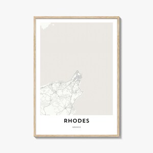 Karte von Rhodos Print, Rhodos Karte Geschenk, Rhodos Poster, Stadt Karte Kunstwerk für Zuhause & für das Büro, Griechenland