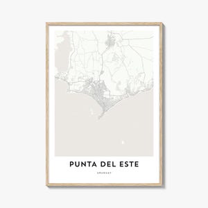 Impression de carte de Punta del Este, cadeau de carte de Punta del Este, affiche de Punta del Este, oeuvre d'art de plan de la ville pour la maison et le bureau, Uruguay