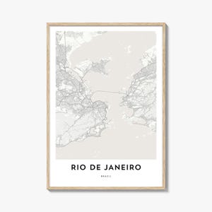 Mapa de Río de Janeiro Impresión, Regalo de mapa de Río de Janeiro, Cartel de Río de Janeiro, Arte del mapa de la ciudad para el hogar y la oficina, Brasil