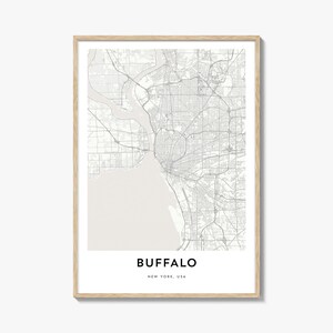 Impression de carte de Buffalo, cadeau de carte de Buffalo, affiche de Buffalo, oeuvre d'art de plan de ville pour la maison et le bureau, New York