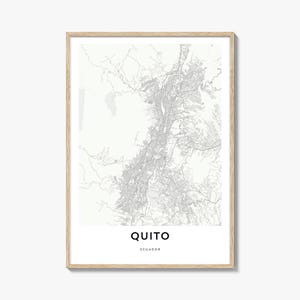 Mapa Quito Wydruk, Prezent Mapa Quito, Plakat Quito, Grafika Mapa Miasta do Domu i Biura, Ekwador