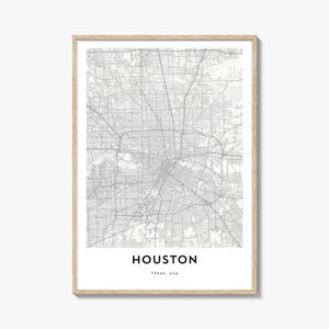 Map of Houston Print, Houston Map Gift, Houston Poster, City Map Artwork for Home & Office, Texas